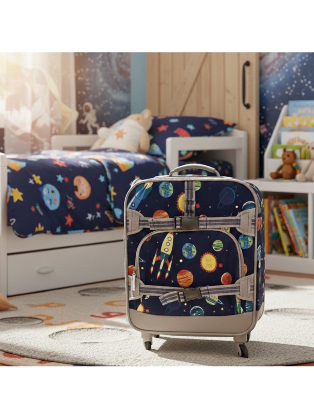 Pottery Barn Kids solar system Space theme rolling Suitcase Carry On Luggage